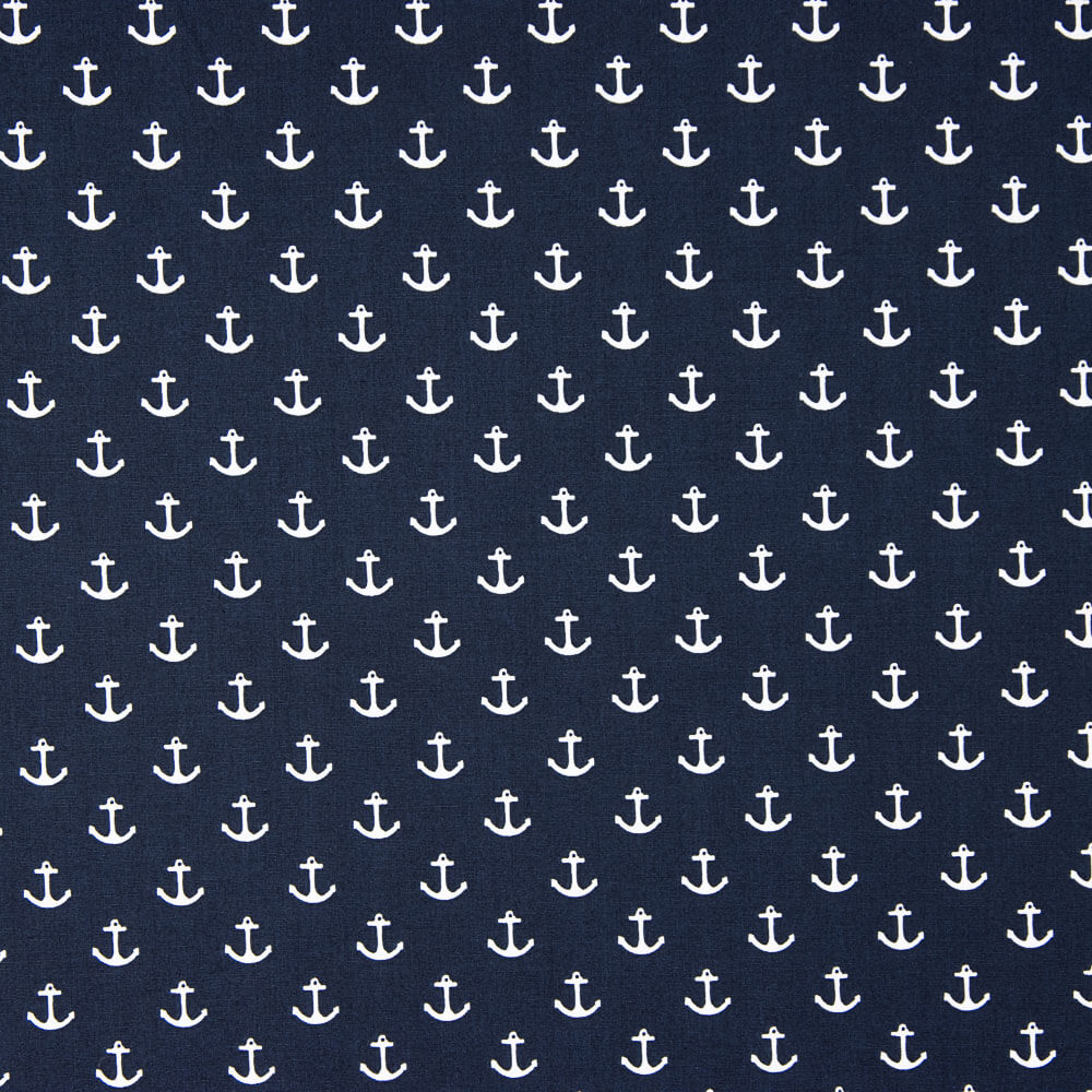 Tissu Popeline Coton Ancres Bleu Marine - Ribes y Casals