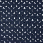 Tissu Popeline Coton Ancres Bleu Marine - Ribes y Casals