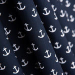 Tissu Popeline Coton Ancres Bleu Marine - Ribes y Casals