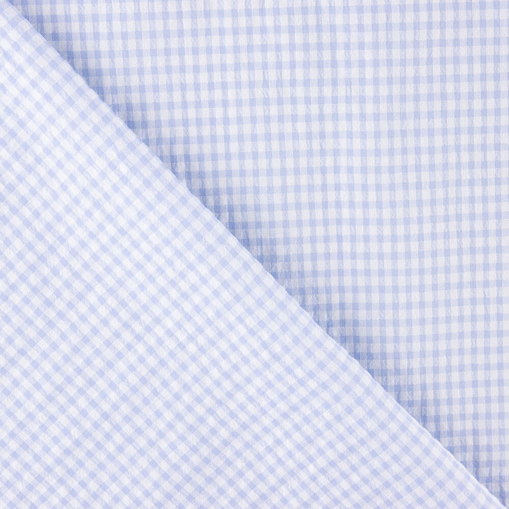 Popeline Vichy Mini Carreaux Bleu Clair - Ribes y Casals