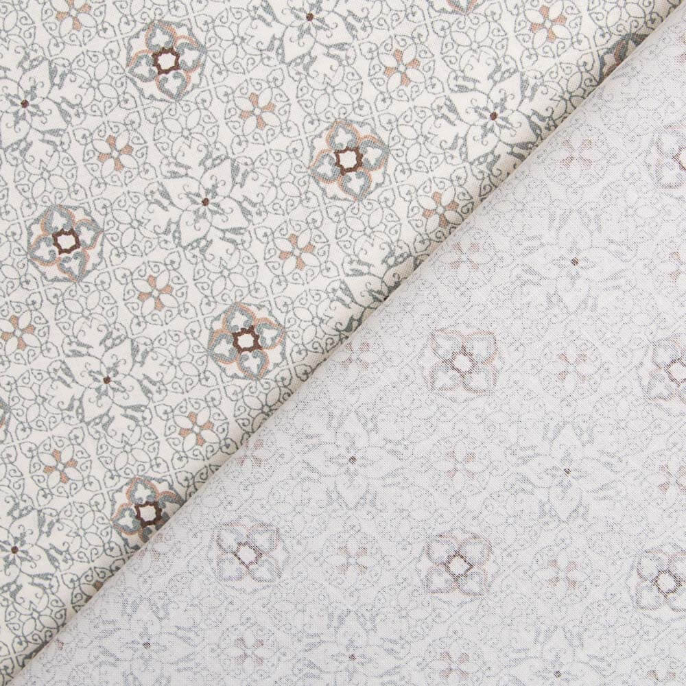 Popeline Mosaïque Fleural Grise - Ribes y Casals