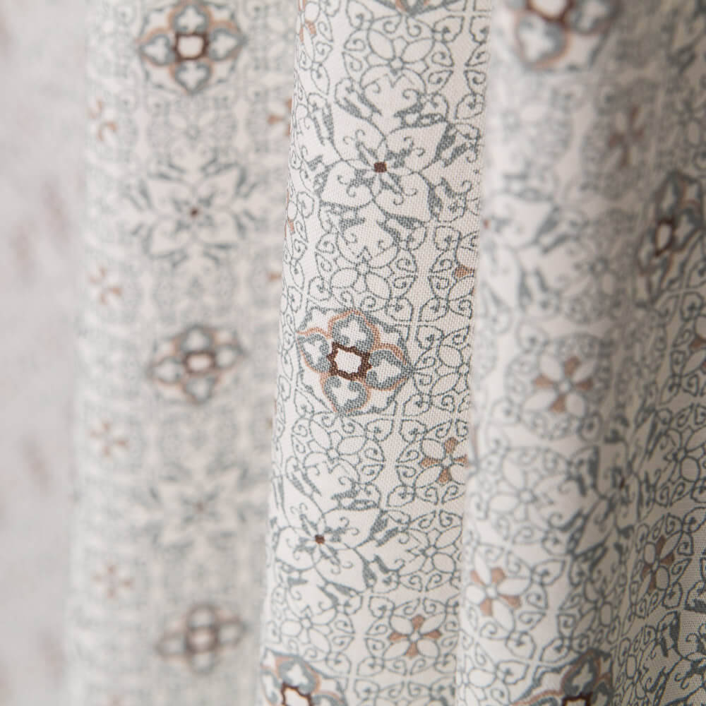 Popeline Mosaïque Fleural Grise - Ribes y Casals