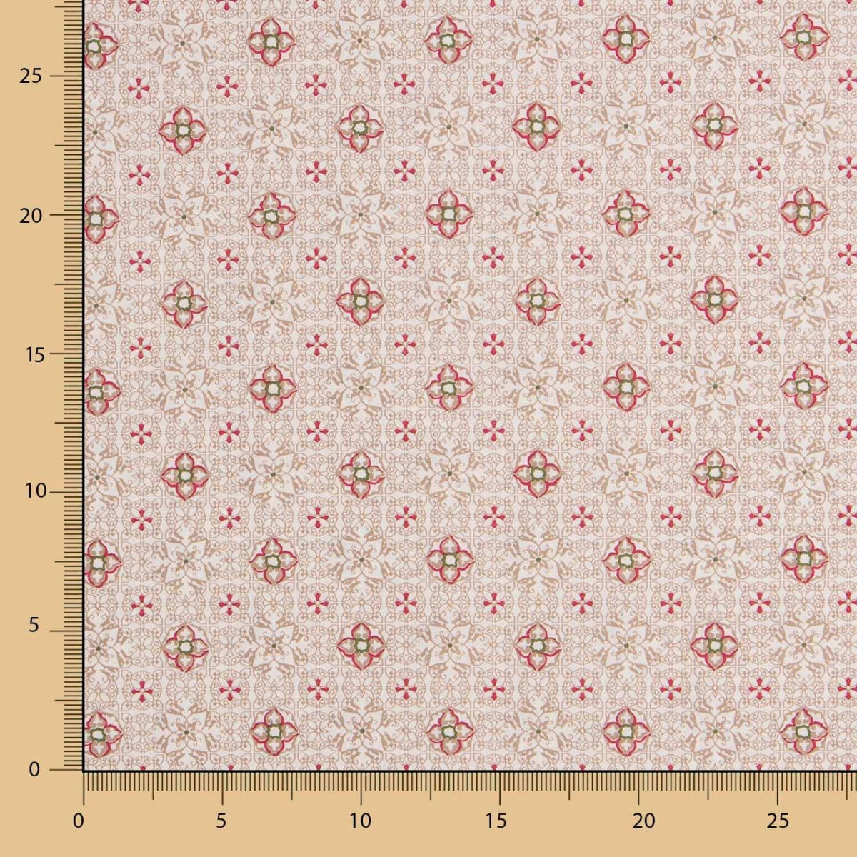 Popeline Mosaïque Fleural Rouge - Ribes y Casals