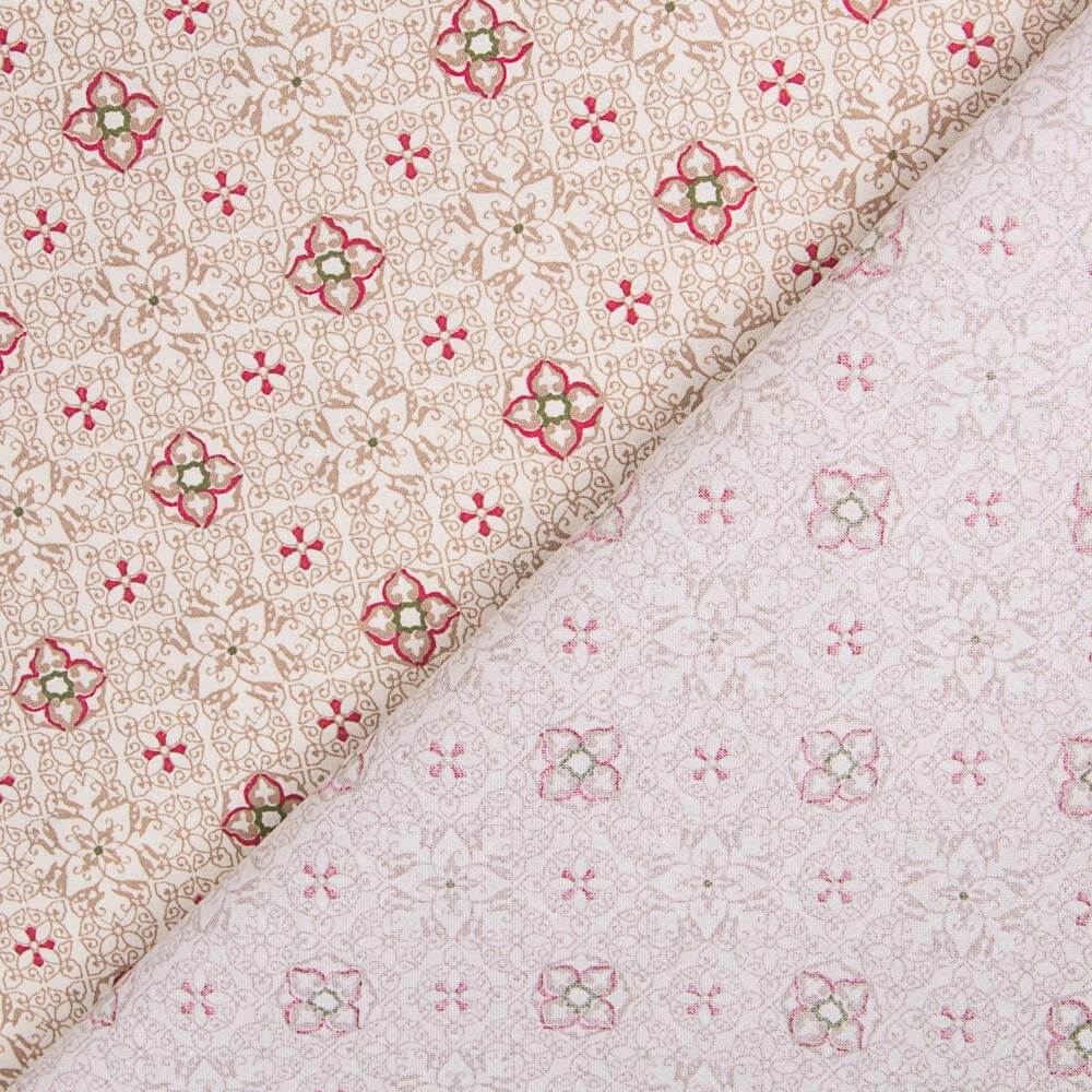 Popeline Mosaïque Fleural Rouge - Ribes y Casals