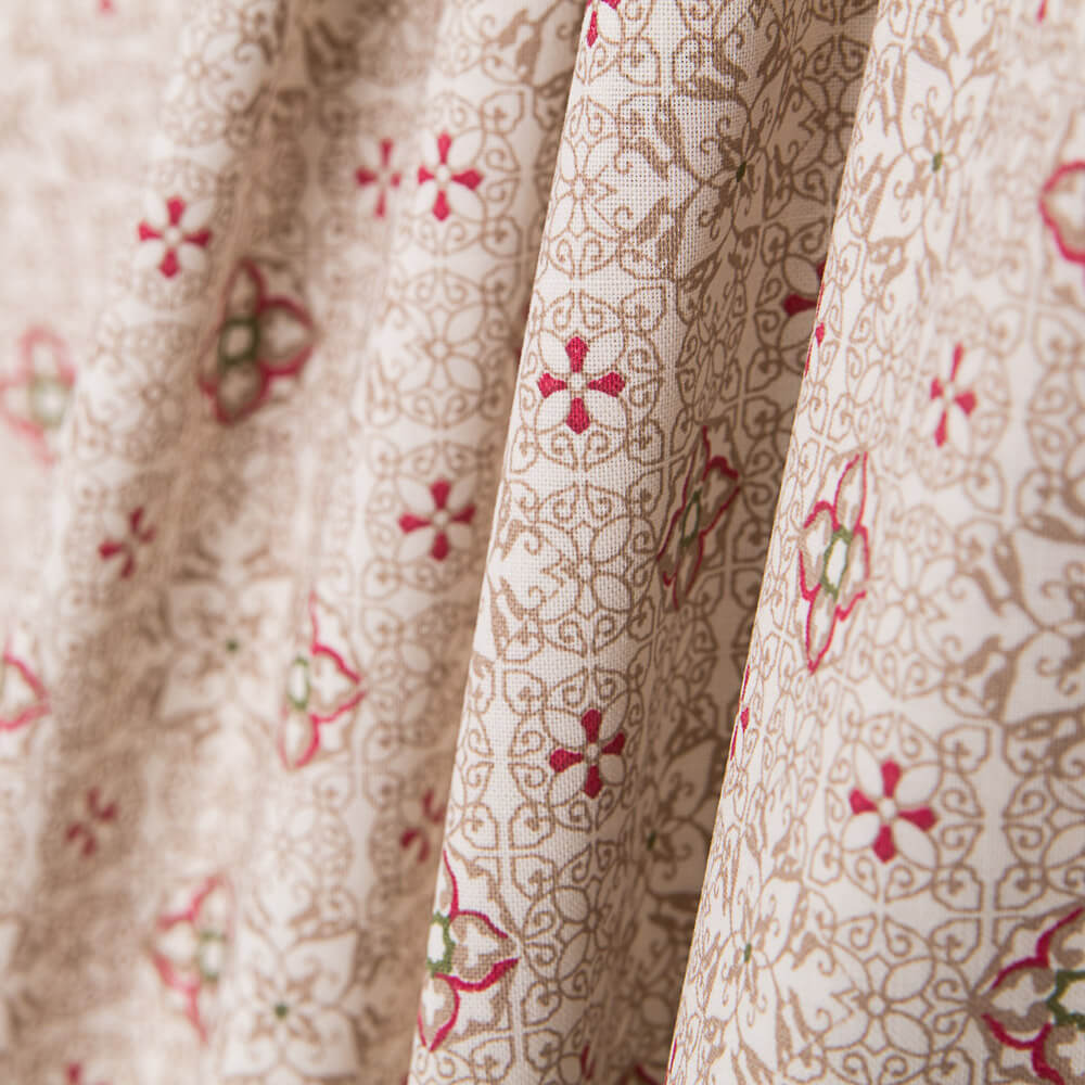 Popeline Mosaïque Fleural Rouge - Ribes y Casals