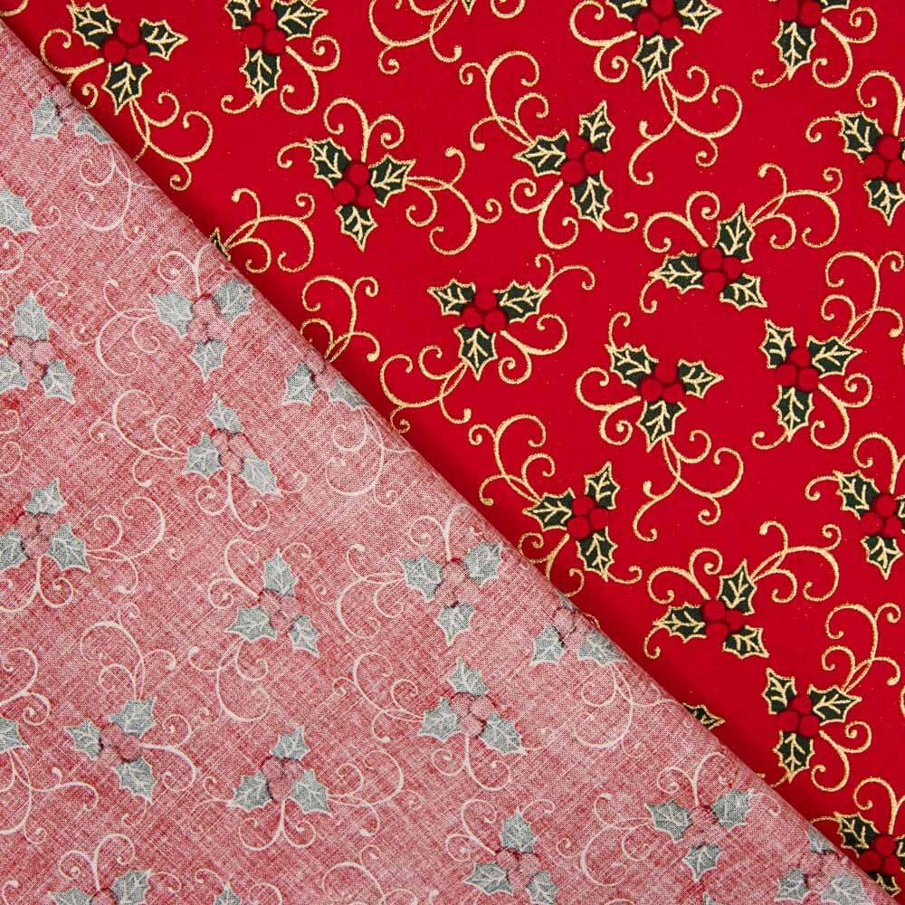 Popeline de Noël Houx Rouge - Ribes y Casals