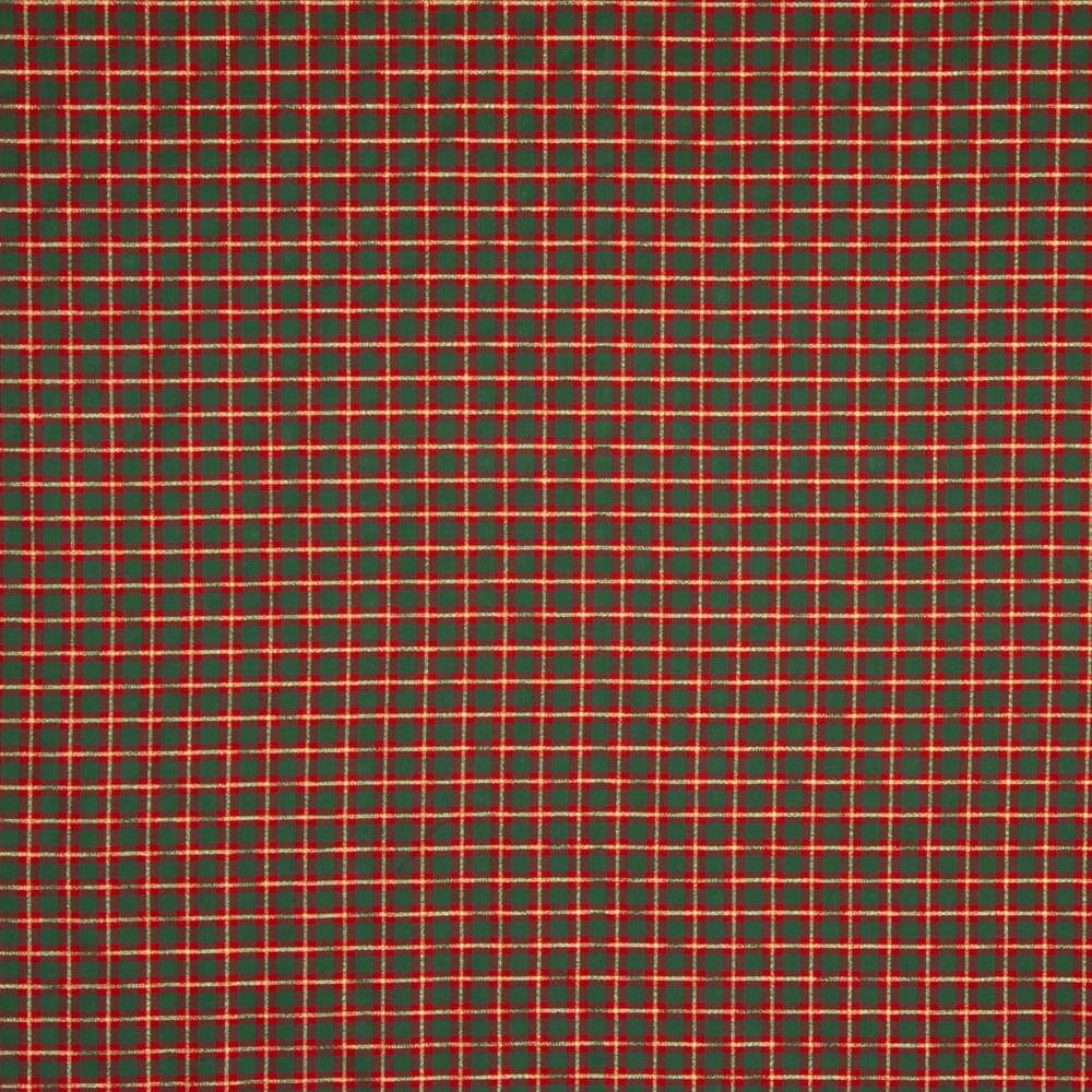 Popeline de Noël à Carreaux Lurex Vert - Ribes y Casals