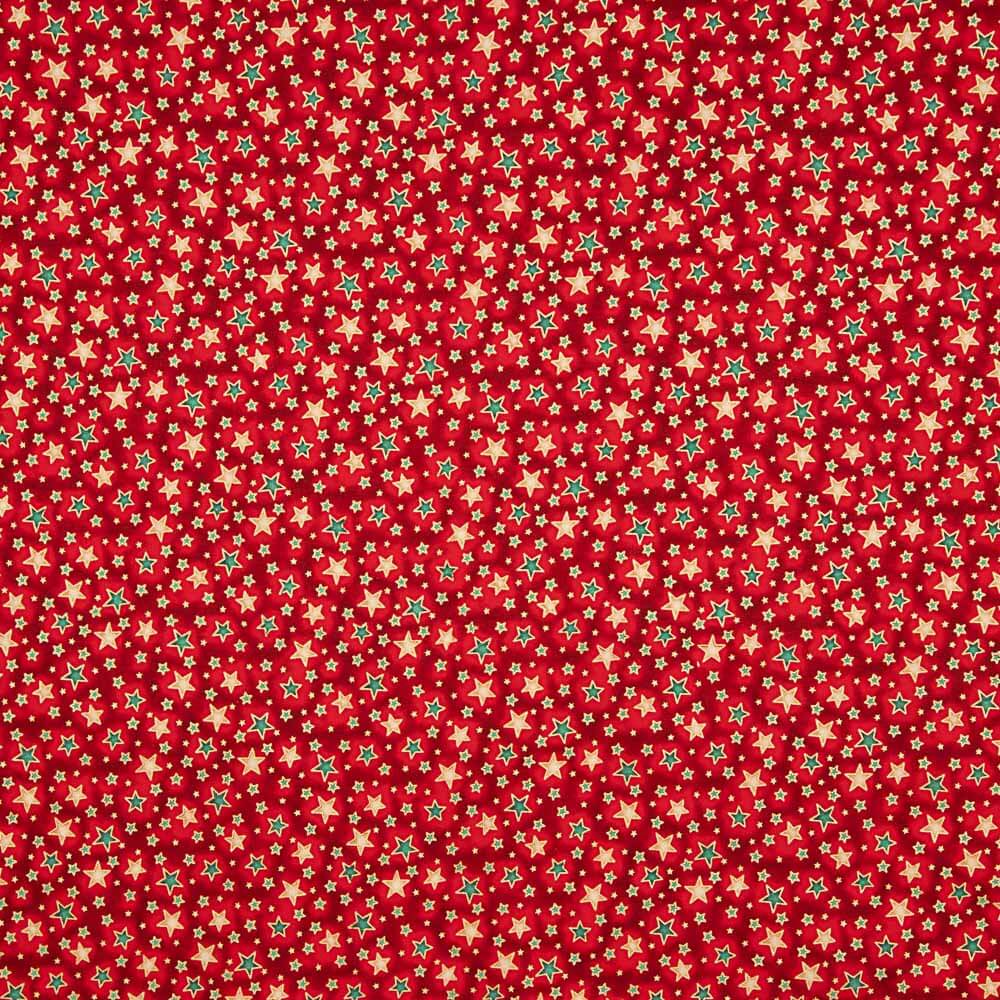 Popeline de Noël Etoilée Rouge - Ribes y Casals