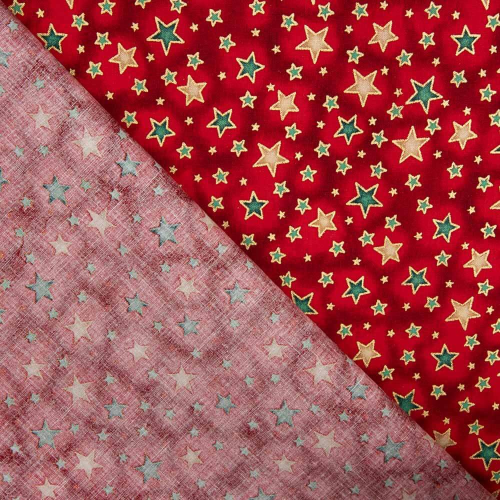 Popeline de Noël Etoilée Rouge - Ribes y Casals