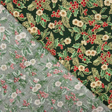 Popeline de Noël Verte à Fleurs - Ribes y Casals