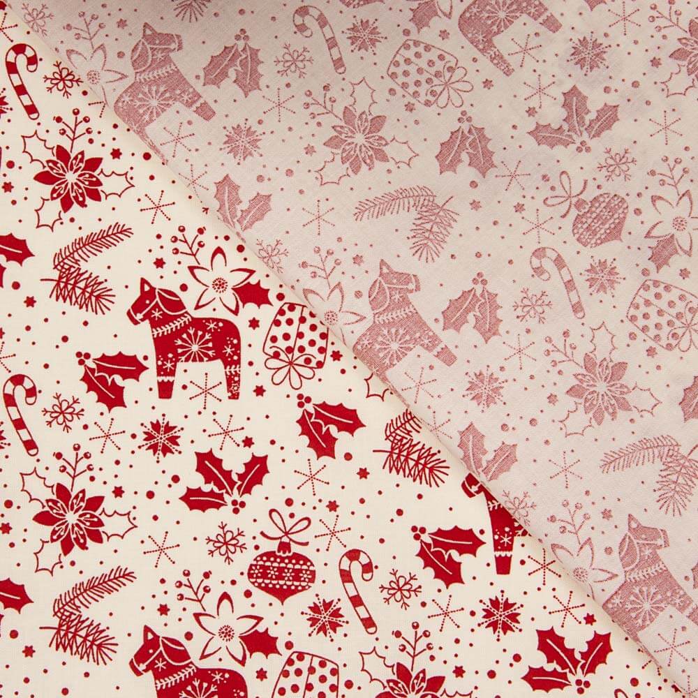 Popeline De Noël Motifs Ecru - Ribes y Casals