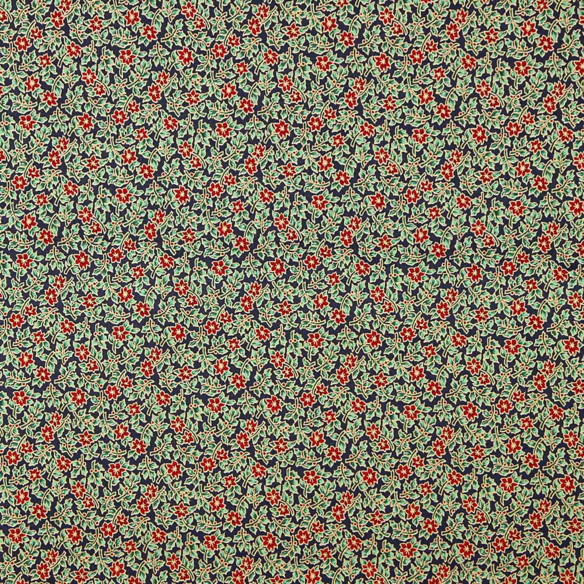 Popeline de Coton Poinsettias Verts - Ribes y Casals