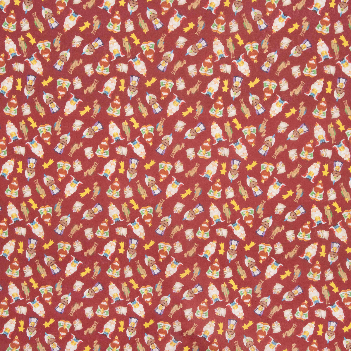 Popeline de Noël Rois Mages Rouge - Ribes y Casals