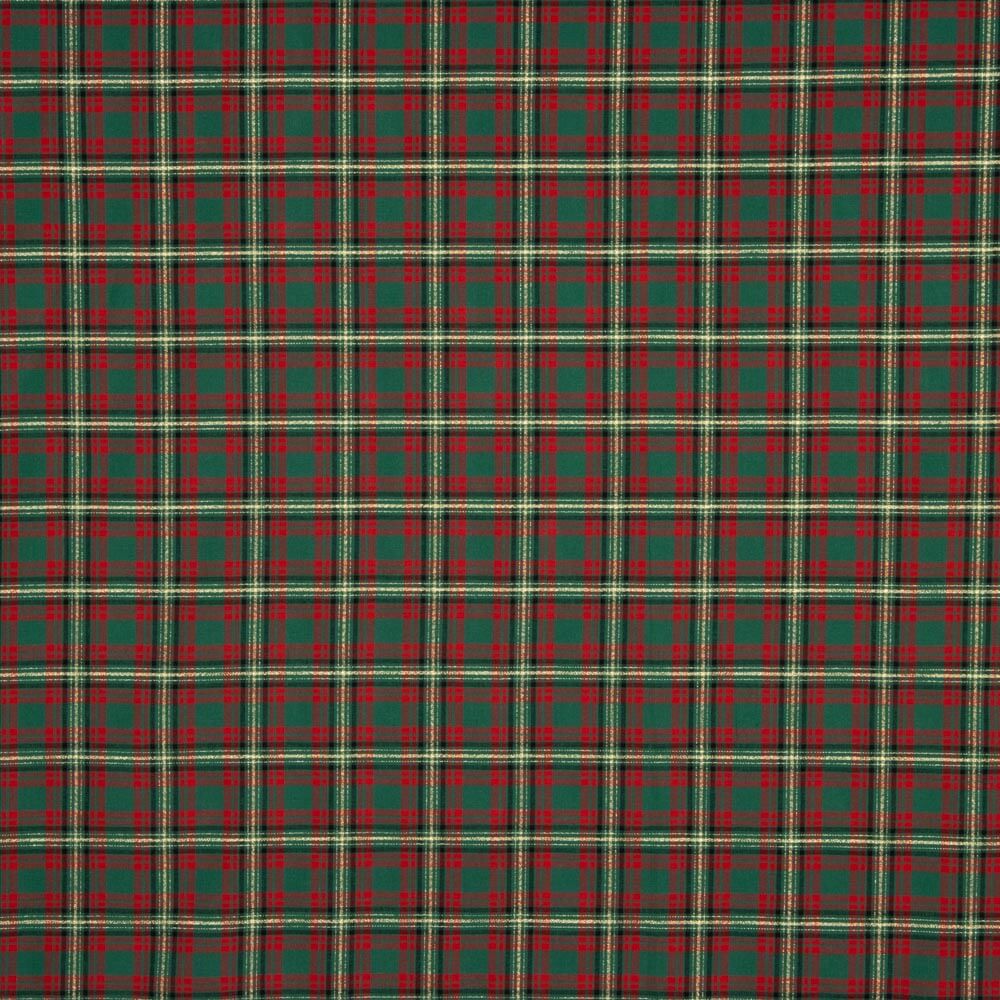 Popeline De Noël Tartan Lurex Rouge Et Vert - Ribes y Casals