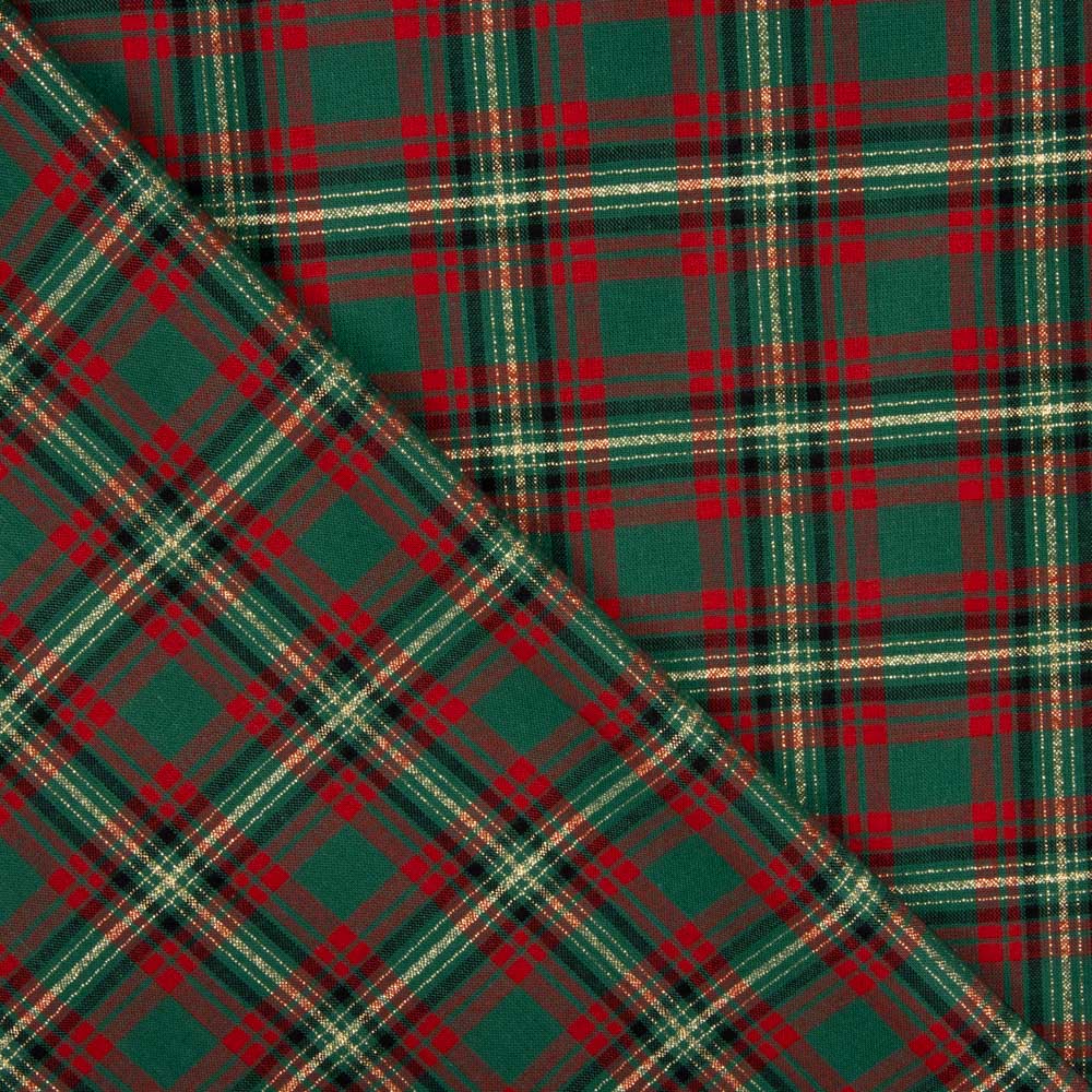 Popeline De Noël Tartan Lurex Rouge Et Vert - Ribes y Casals