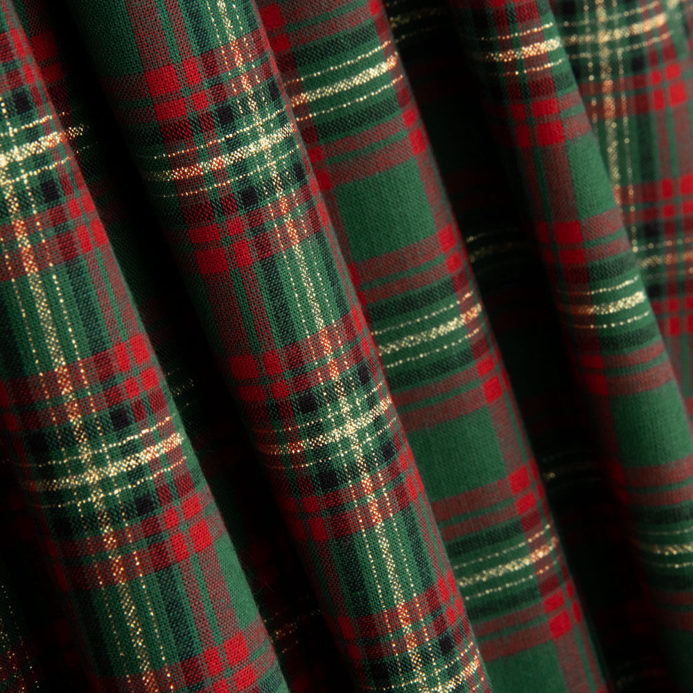 Popeline De Noël Tartan Lurex Rouge Et Vert - Ribes y Casals