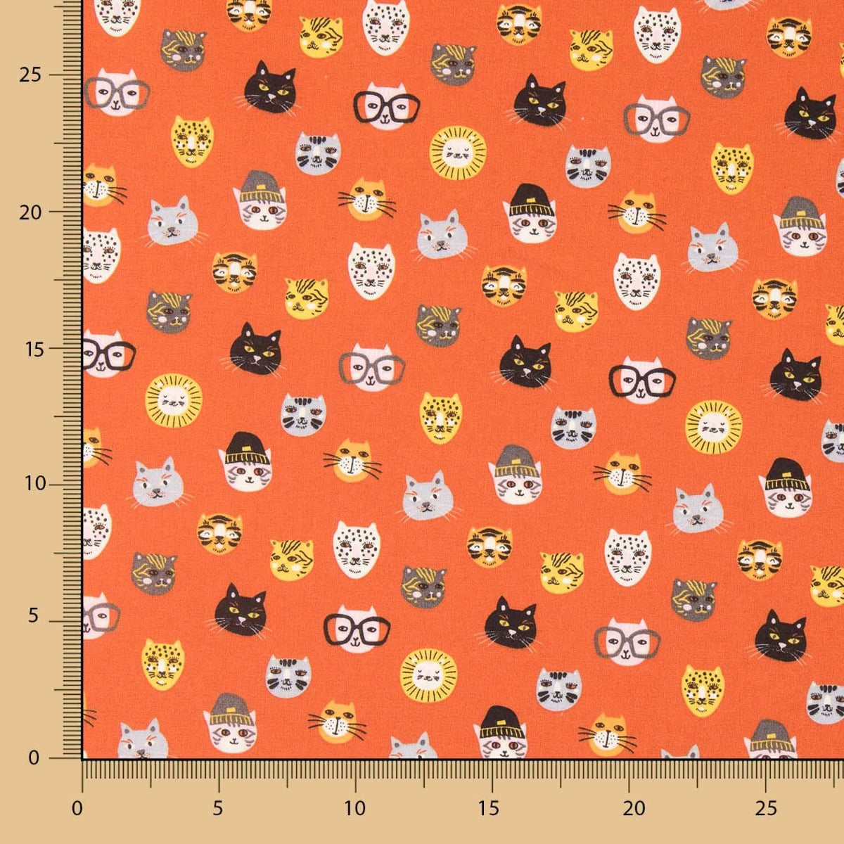 Popeline Oeko Tex Cats Terracotta - Ribes y Casals