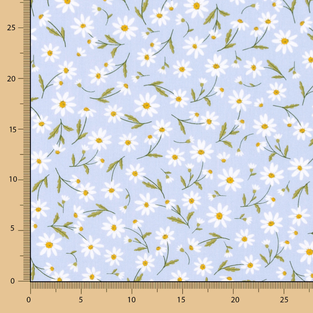 Popeline Coton Bio Enfant Marguerite Bleu Denim - Ribes y Casals