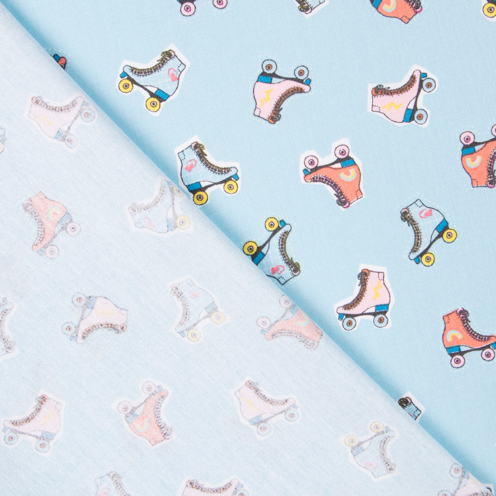 Popeline Patin Roulettes Bleu - Ribes y Casals