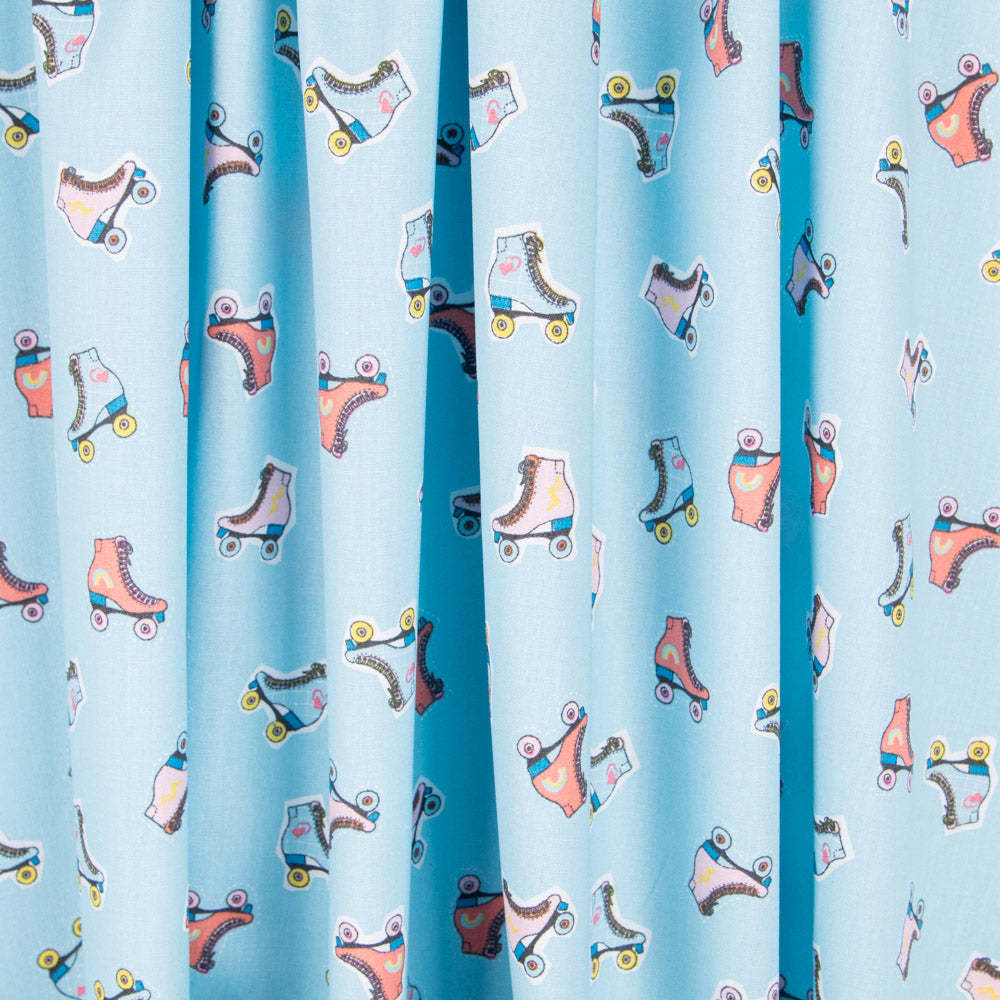 Popeline Patin Roulettes Bleu - Ribes y Casals