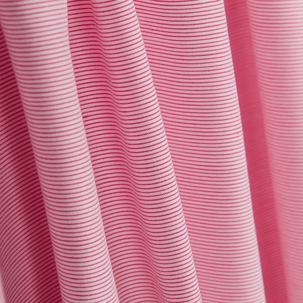 Popeline Spandex Coton Rayures Rose - Ribes y Casals