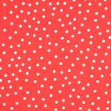 Popeline Spandex Blanche Pois Corail 7 Mm - Ribes y Casals