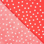 Popeline Spandex Blanche Pois Corail 7 Mm - Ribes y Casals