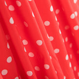 Popeline Spandex Blanche Pois Corail 7 Mm - Ribes y Casals