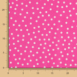 Popeline Spandex Blanche Pois 7mm Fuchsia - Ribes y Casals