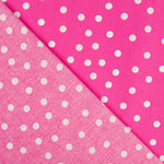 Popeline Spandex Blanche Pois 7mm Fuchsia - Ribes y Casals