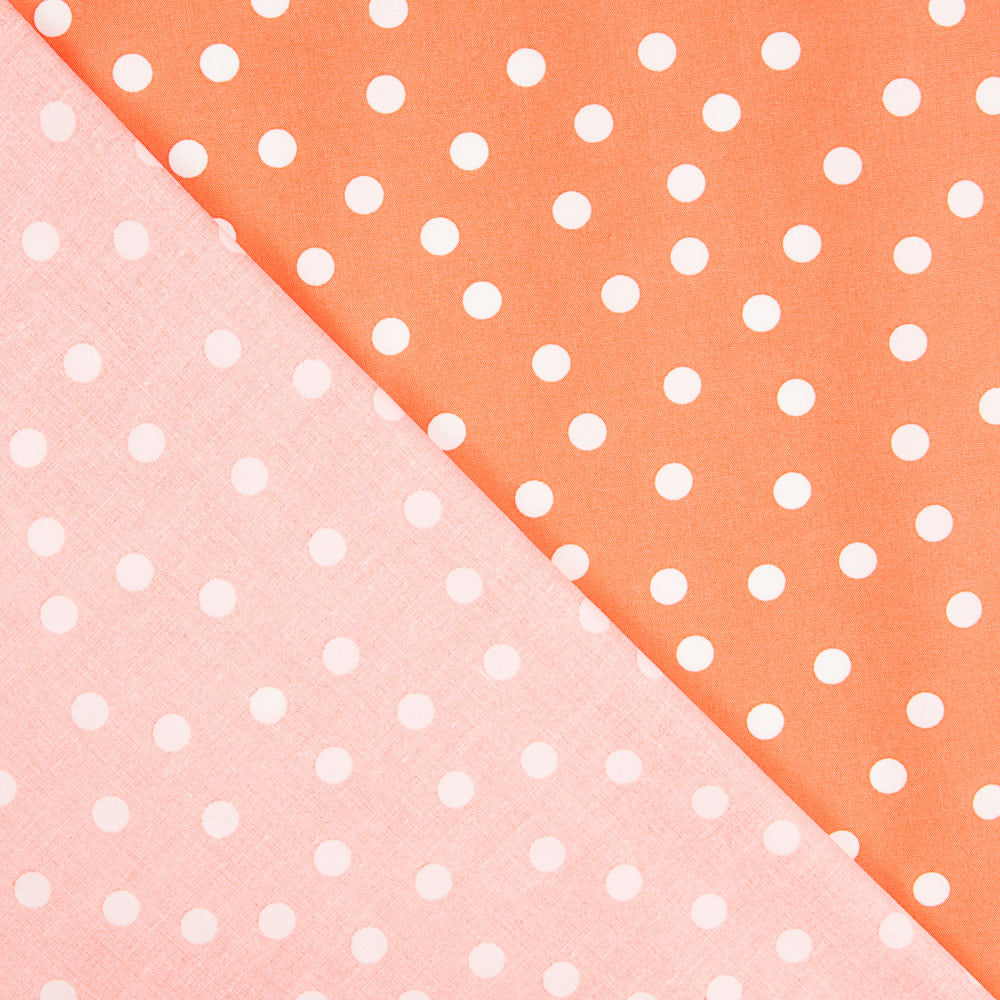 Popeline Blanche Pois Spandex 7 Mm Tangerine - Ribes y Casals