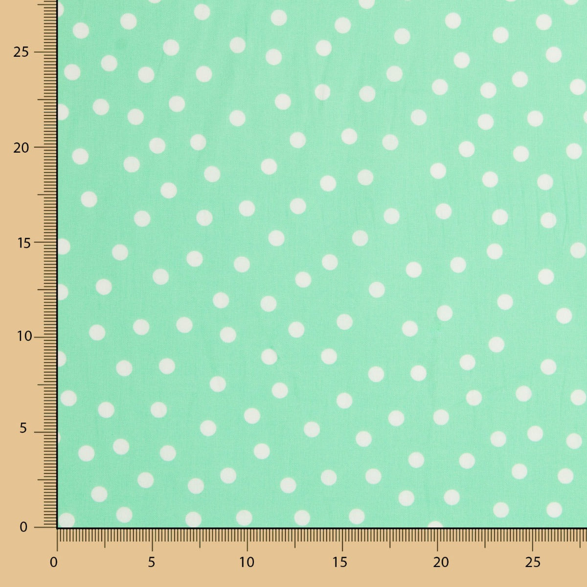 Popeline Spandex Blanche Pois 7mm Menthe - Ribes y Casals