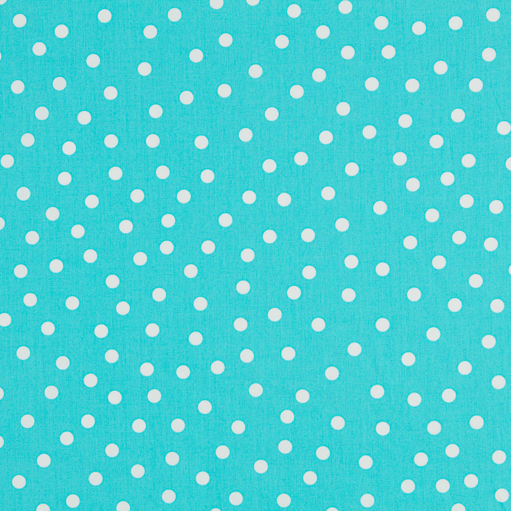 Popeline Spandex Blanche Pois 7mm Turquoise - Ribes y Casals