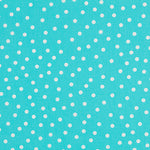 Popeline Spandex Blanche Pois 7mm Turquoise - Ribes y Casals