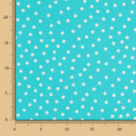Popeline Spandex Blanche Pois 7mm Turquoise - Ribes y Casals
