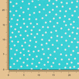 Popeline Spandex Blanche Pois 7mm Turquoise - Ribes y Casals