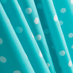 Popeline Spandex Blanche Pois 7mm Turquoise - Ribes y Casals