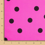 Popeline Spandex Noir Pois 30mm Fuchsia - Ribes y Casals