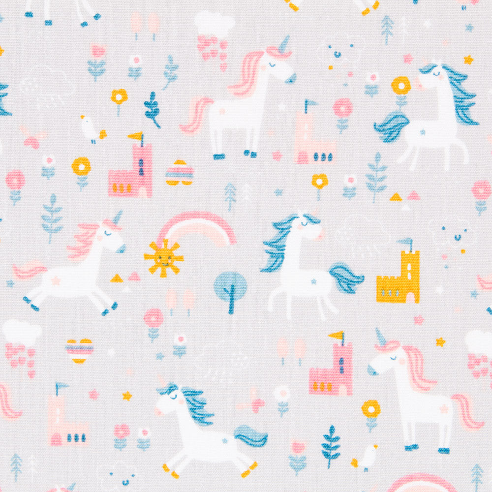 Popeline Fantaisie Licorne Gris - Ribes y Casals