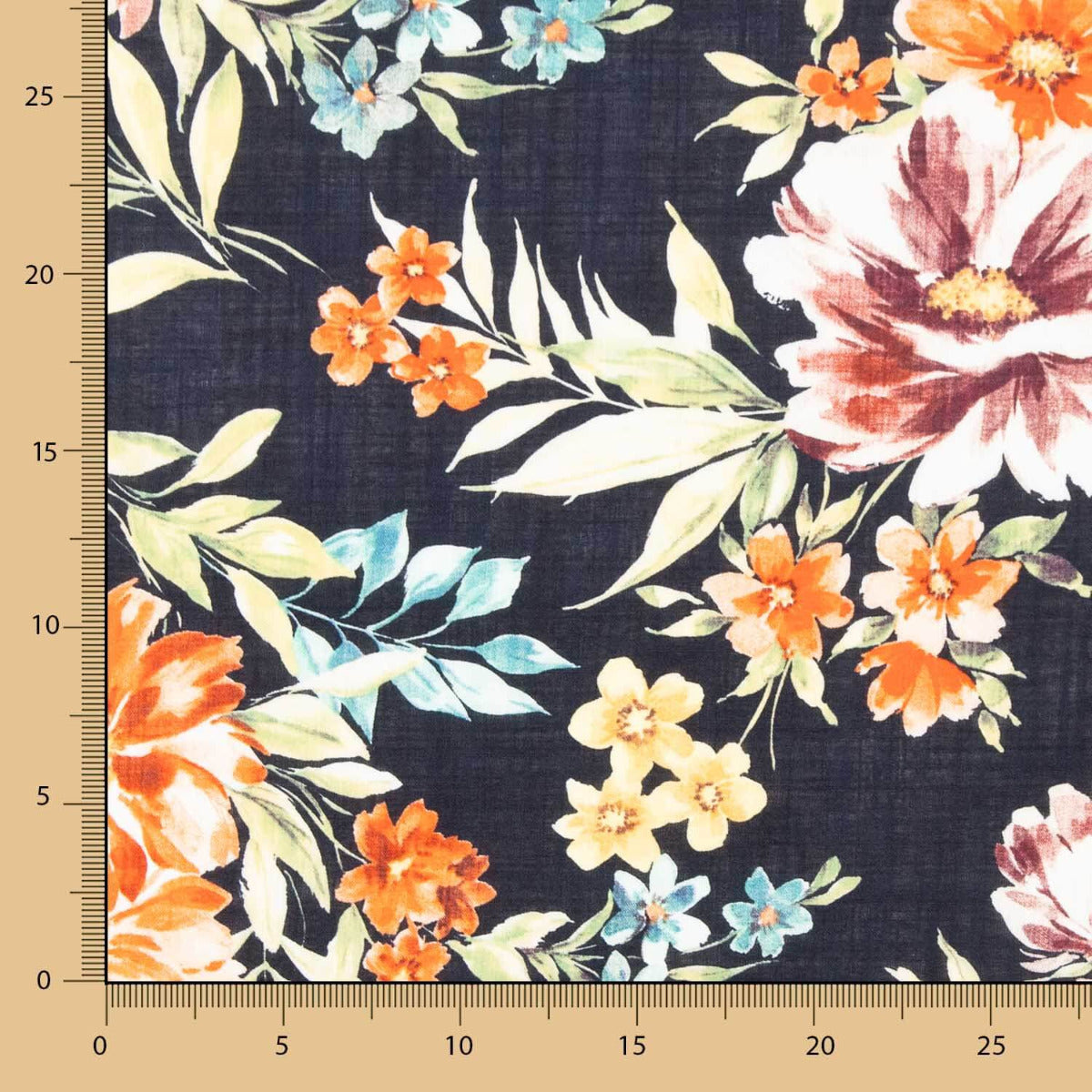 Popeline Florale Marine - Ribes y Casals