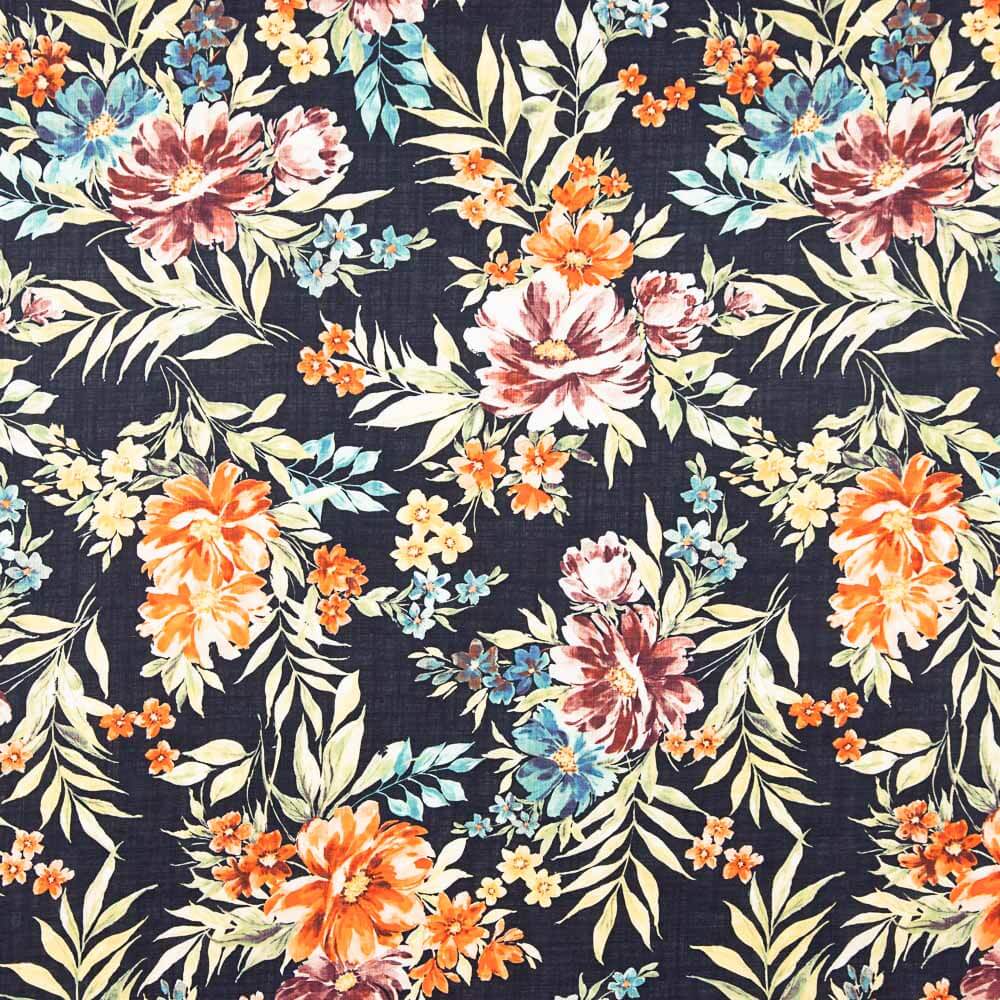 Popeline Florale Marine - Ribes y Casals