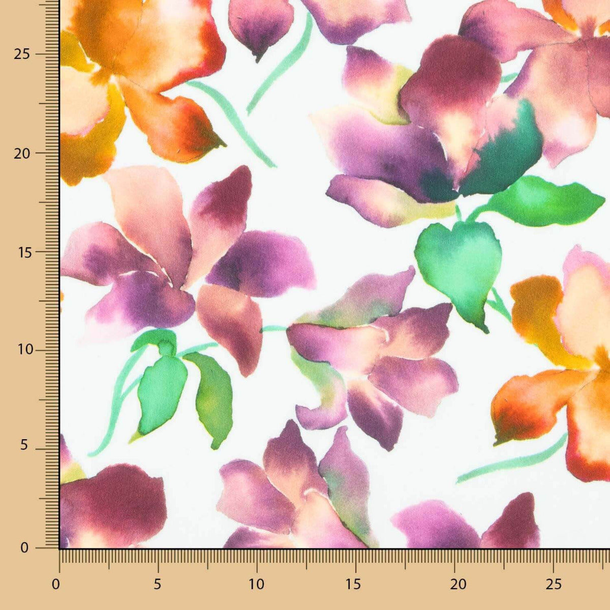 Popeline Viscose Fleurs Aqua - Ribes y Casals