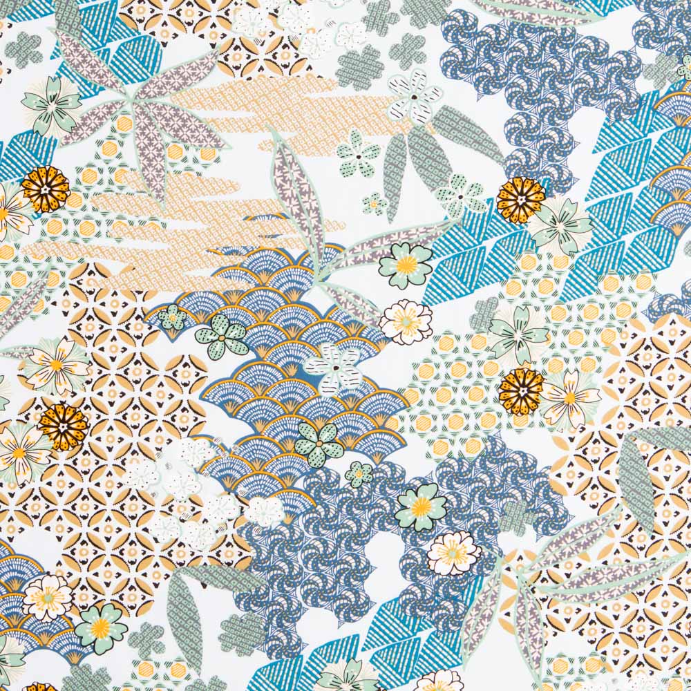 Popeline Viscose Patchwork Wax Vert - Ribes y Casals