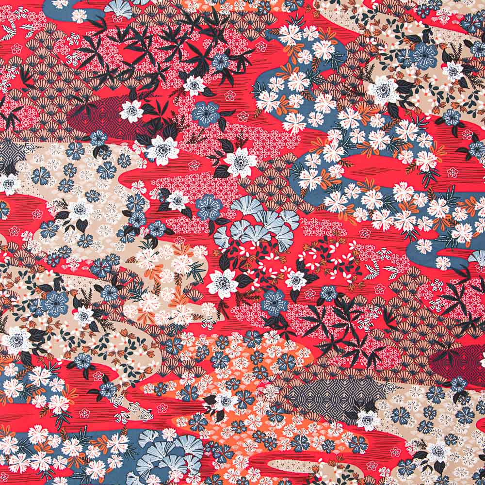 Popeline Viscose Tropicale Wax Rouge - Ribes y Casals