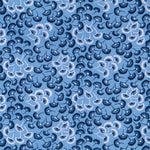 Popeline Motif Eventail Bleu - Ribes y Casals