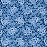 Popeline Motif Eventail Bleu - Ribes y Casals