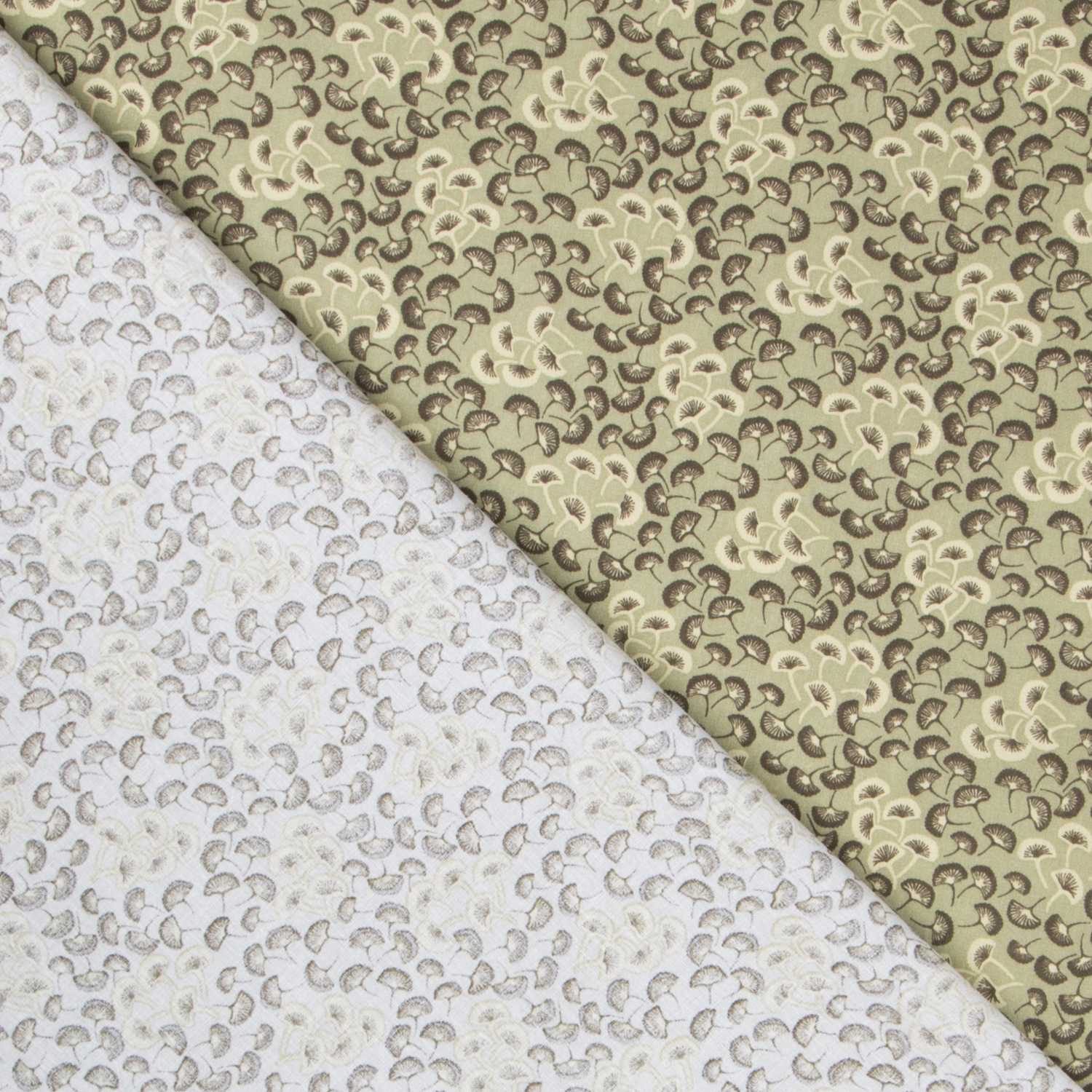 Popeline Motif Eventail Vert - Ribes y Casals