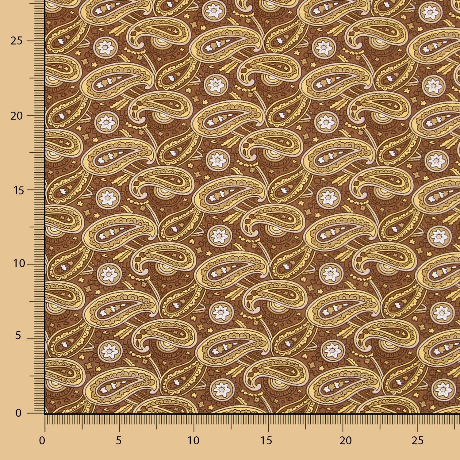 Popeline Coton Cachemire Marron - Ribes y Casals
