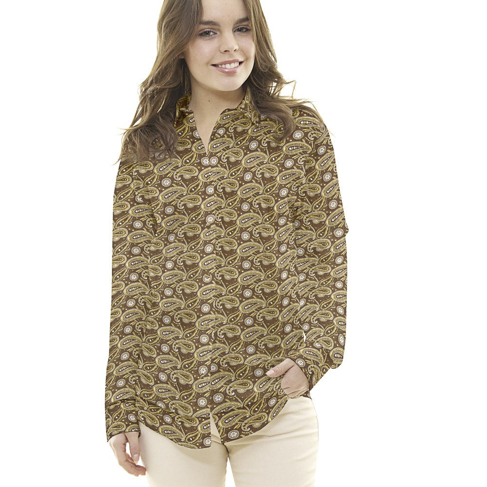 Popeline Coton Cachemire Marron - Ribes y Casals