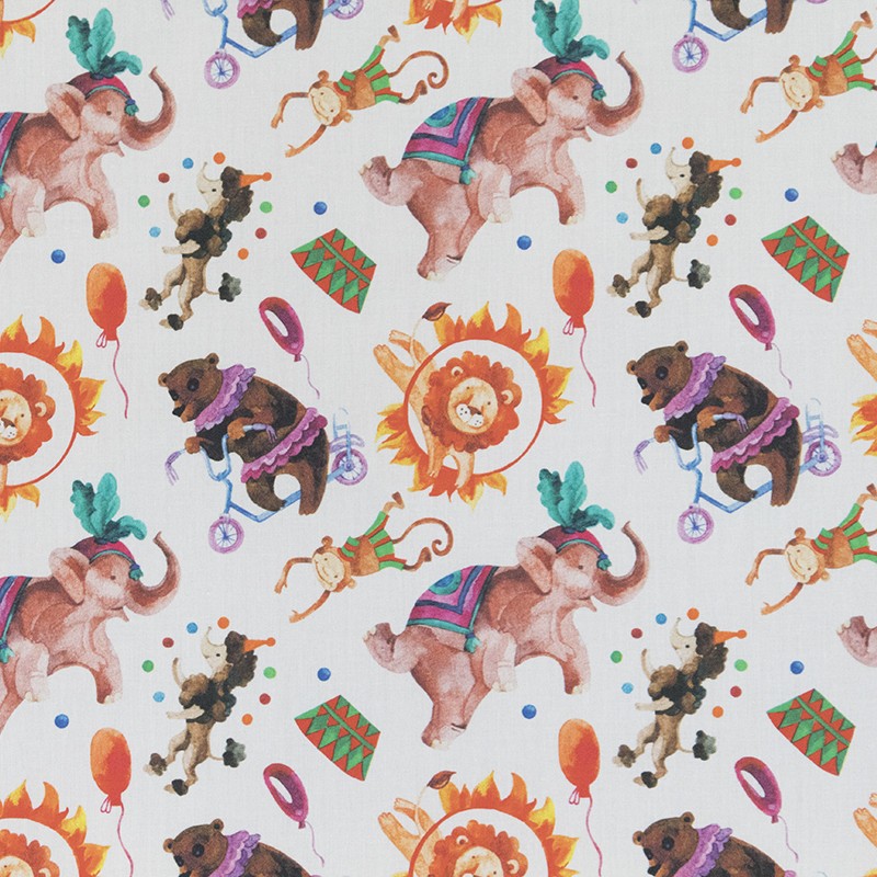 Tissu Enfant Coton Cirque Écru - Ribes y Casals